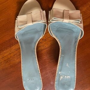 Zara Nude Leather Kitten Heels 38 EU 8 US